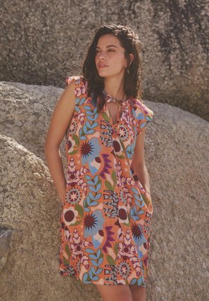 TIE NECK MINI SUMMER - Vestito estivo - orange tropical print