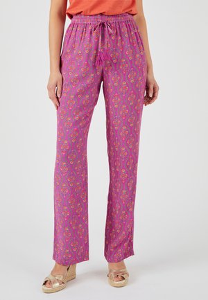 Leichte, elastische Hosen mit Gummibund in leuchtendem Rosa mit Paisleymuster. Mit einer Kordelzug-Schnürung und einer lockeren Passform.