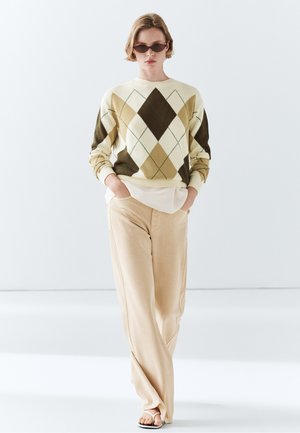 Massimo Dutti, WITH ARGYLE DETAIL  - Jumper - beige