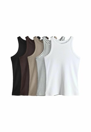 REGULAR FIT - 5 PACK  - Unterhemd/-shirt - black chocolate brown taupe brown stipe white