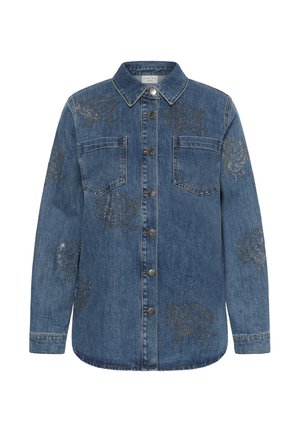 Kaffe Curve, KCASTELIA RHINESTONE SHIRT - Overhemdblouse - medium washed blue