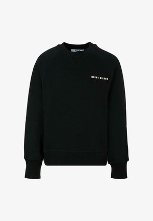 Felpa nera con colletto a girocollo, maniche raglan, polsini e orlo a coste, con il testo bianco audace "MSGM/MILANO" sul davanti.
