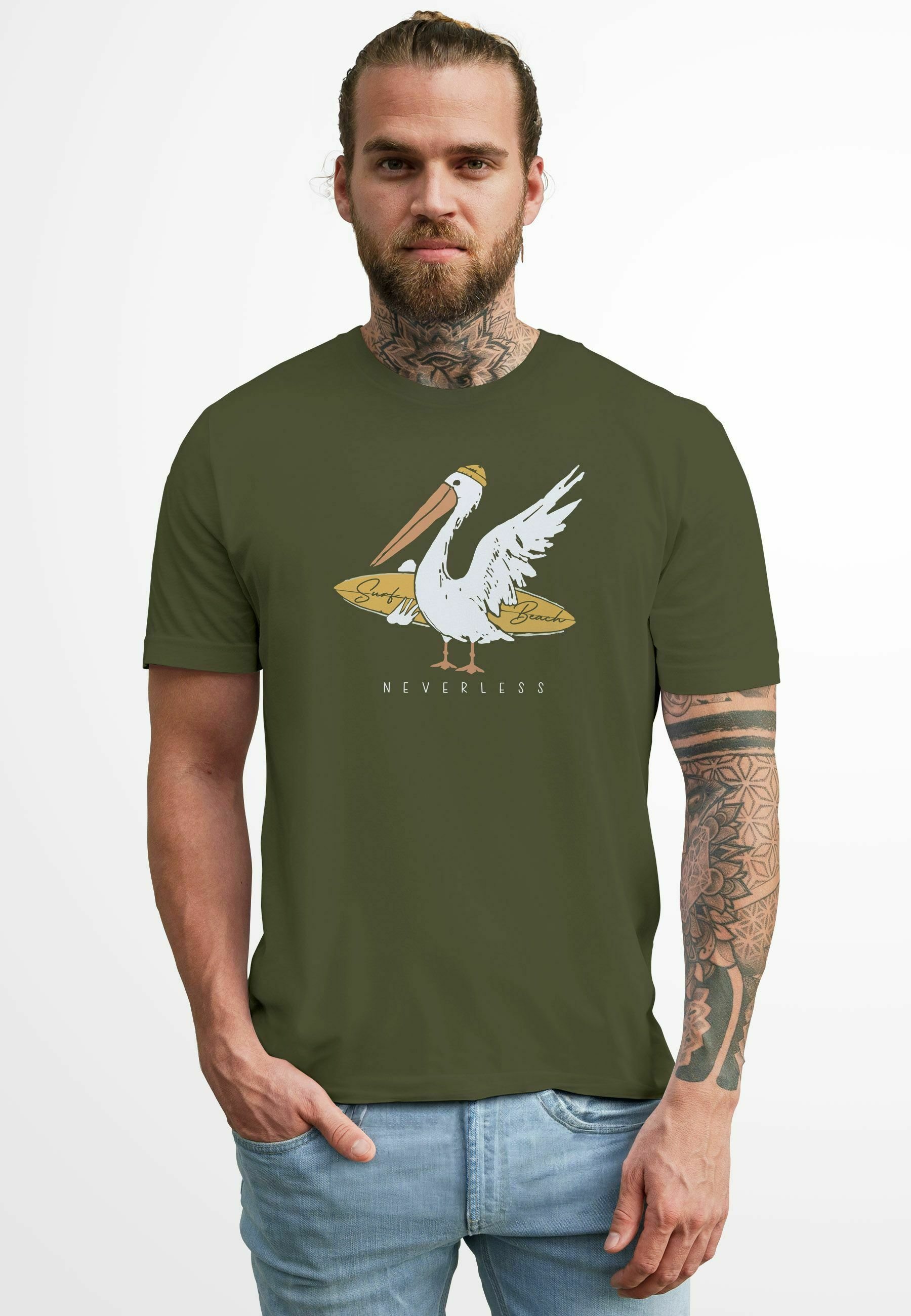 T-shirt Uomo Neverless AHOI: Maglia In Cotone 100%, Manica Corta, Colore Grigio, Taglia XL, Look Casual E Basic