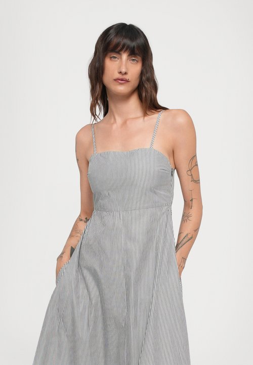 Polo Ralph Lauren STRIPED SILK BLEND DRESS - Day dress - white/black/black - Zalando Polo Ralph Lauren STRIPED SILK BLEND DRESS - Day dress - white/black/black - Zalando