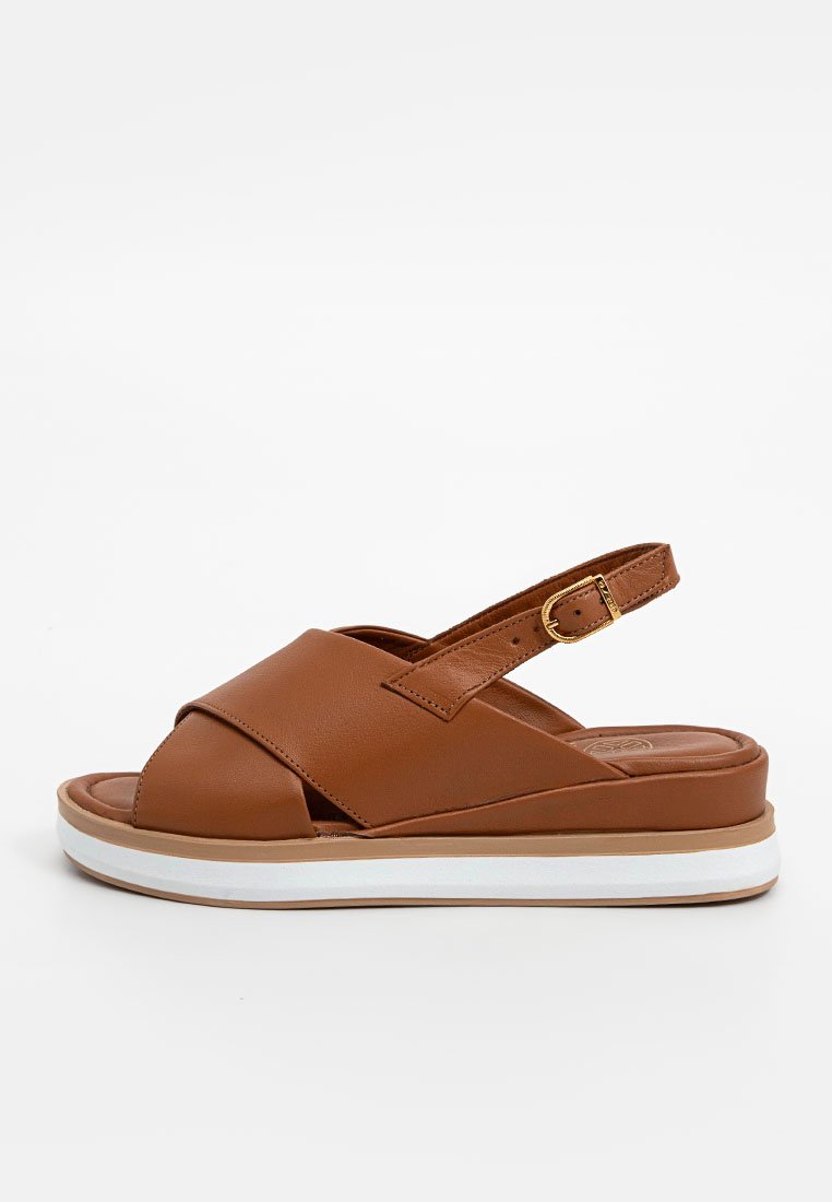 Unisa Sandalen met sleehak bruin