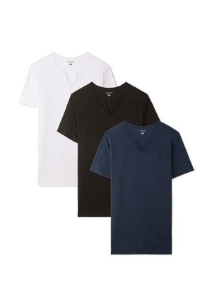 3 PACK - T-shirt basic - 1x White, 1x Black, 1x Blue