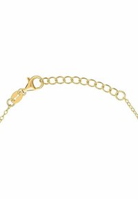 Collana in oro con chiusura a gancio a lucchetto e anelli rotondi, con una finitura lucida e un design delicato e sottile.