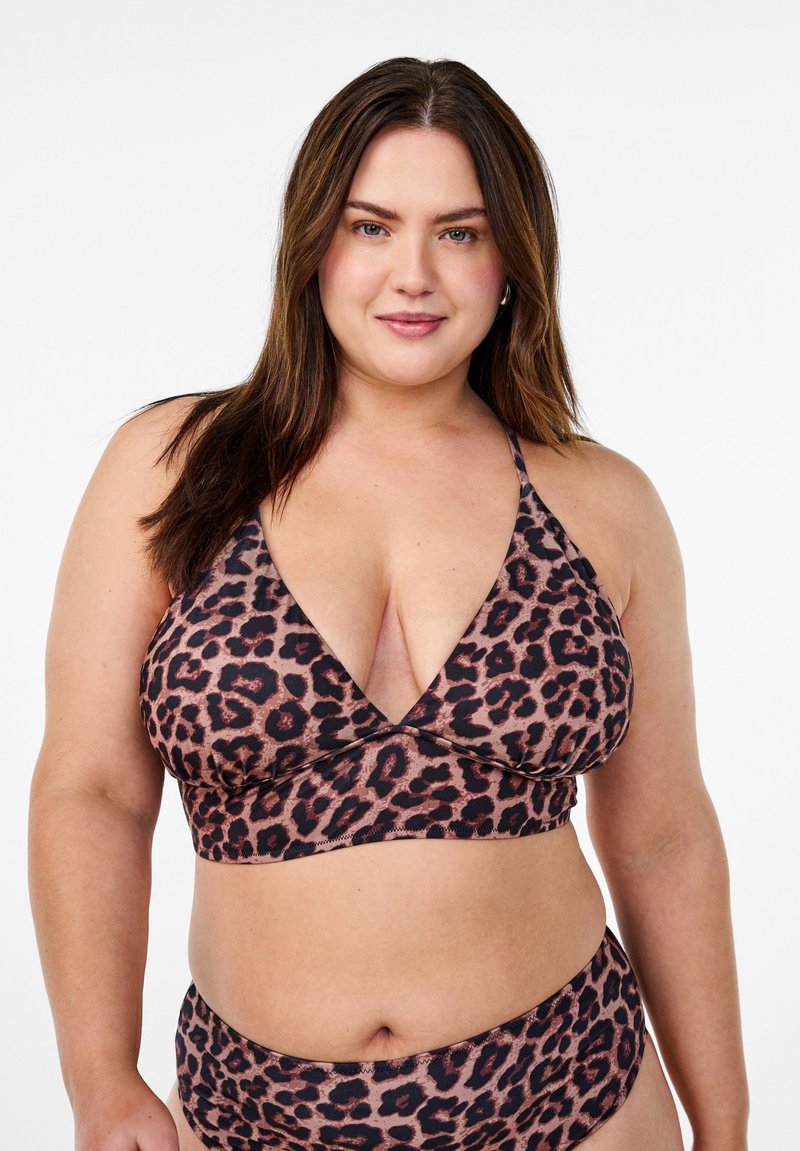 Zizzi GEBLÜMTES MIT BINDEVERSCHLUSS - Bikini-Top - leopard aop