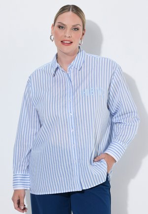 MIAMODA STREIFENBLUSE, KAVIARPRINT-SCHRIFTZUG, LANGARM - Skjortebluser - swell blue