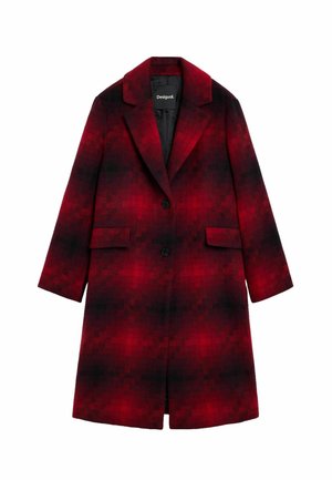 Desigual, LONG CHECKERED COAT - Klasický kabát - red