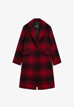 Desigual, LONG CHECKERED COAT - Klasický kabát - red