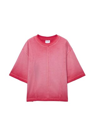 CON CUCITURE A VISTA - T-shirt con stampa - rosso scuro