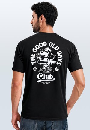 Neverless, HERREN T-SHIRT BACKPRINT - SURFING DESIGN GOOD OLD DAYS - - Print T-shirt - schwarz