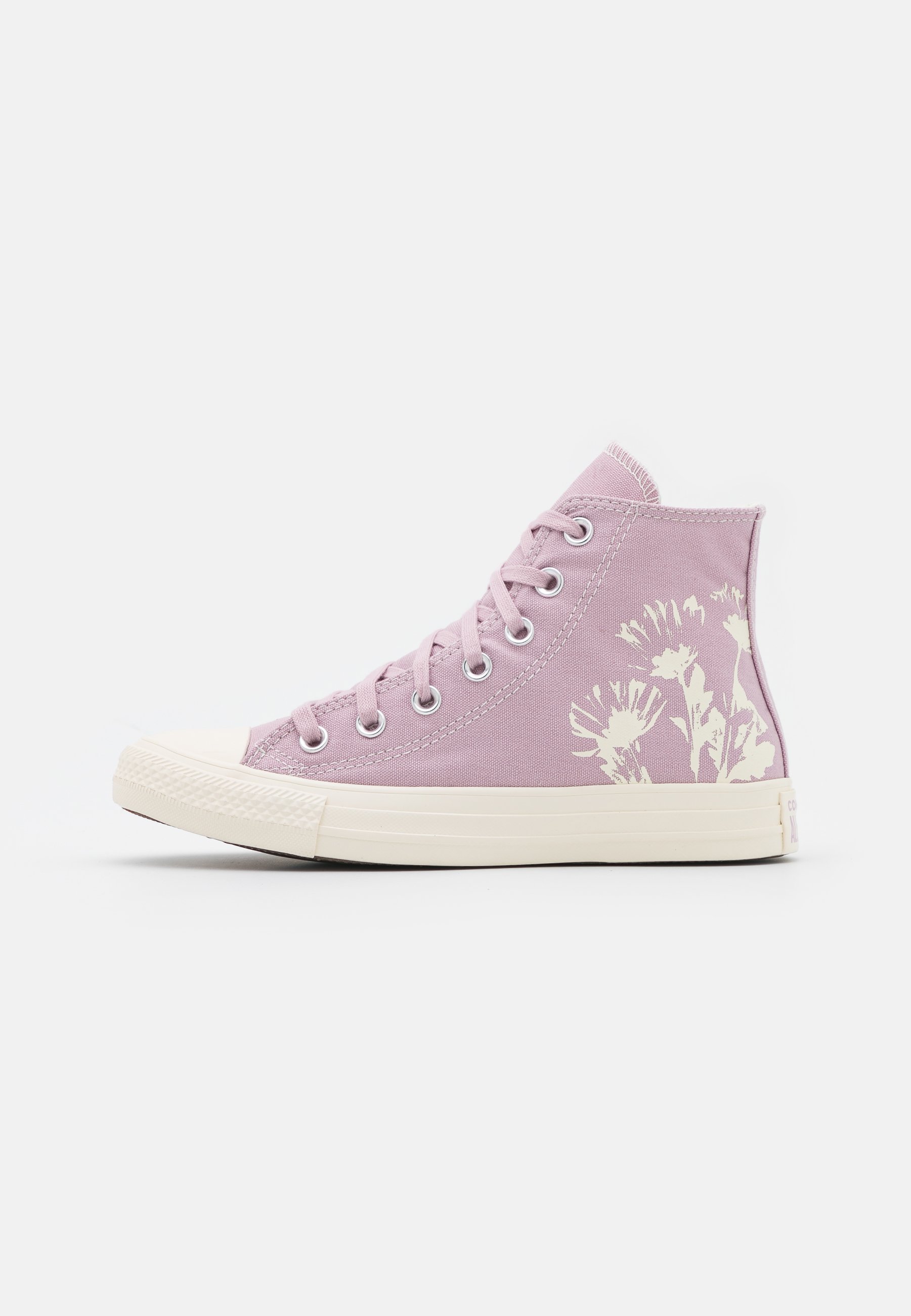 pink converse with flowers