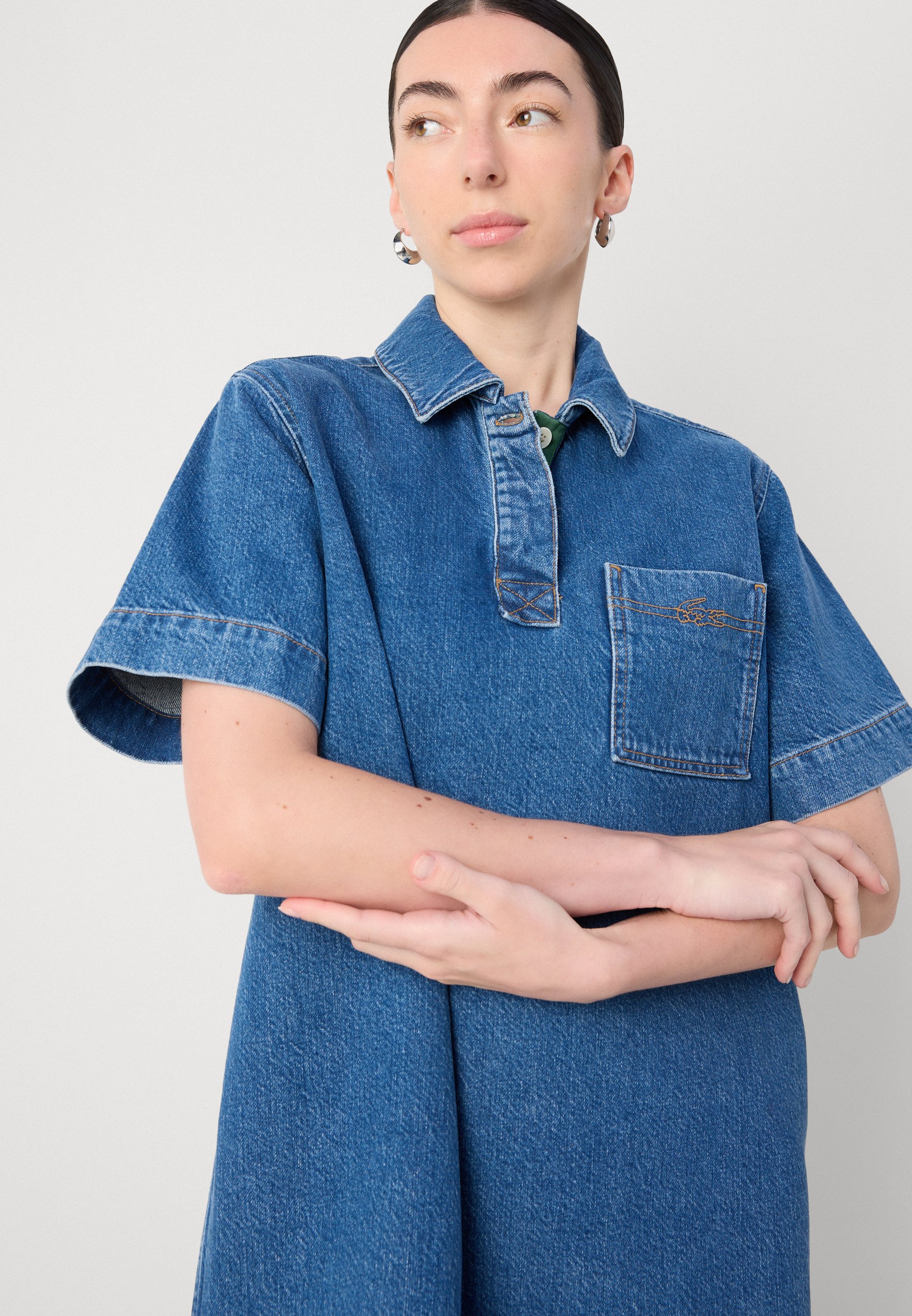 Lauren Ralph Lauren DENIM TIE NECK SHIRTDRESS - Denim dress