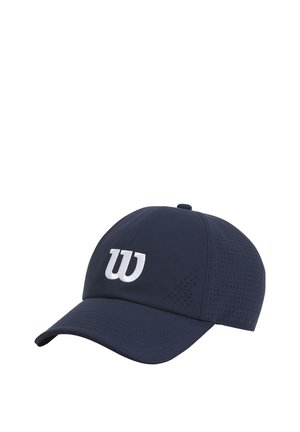 Marineblå baseballkasket med perforerede sider og en hvid broderet "W"-logo på frontpanelet.