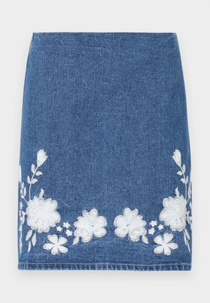 VILA, VIBROIDY MINI SKIRT - Puzdrová sukňa - medium blue denim