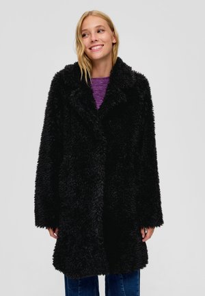 QS PLÜSCH - Wintermantel - schwarz