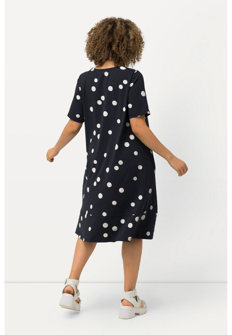 Robe Bleu Marine à Pois - Manches Courtes, Longueur Genou - NEUVE Avec étiquettes - JUST BLUE