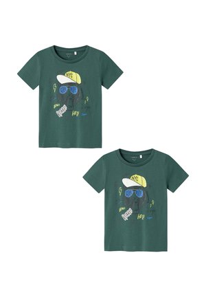 2ER-PACK RUNDHALS KURZARM BEQUEMES - T-Shirt print - grün