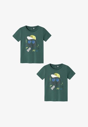 Name it, 2ER-PACK RUNDHALS KURZARM BEQUEMES - Print T-shirt - grün