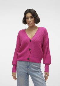 Vero Moda VMLEA V NECK CUFF - Kardigan - pink yarrow
