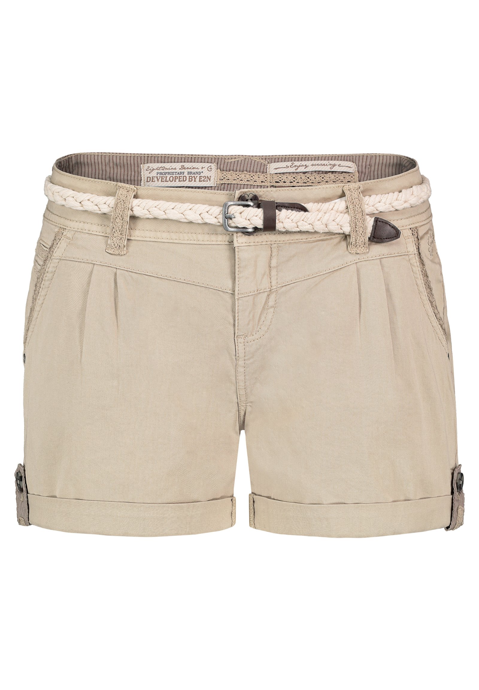 Eight 2 Nine MIT DETAILS - Denim shorts - middle beige/beige