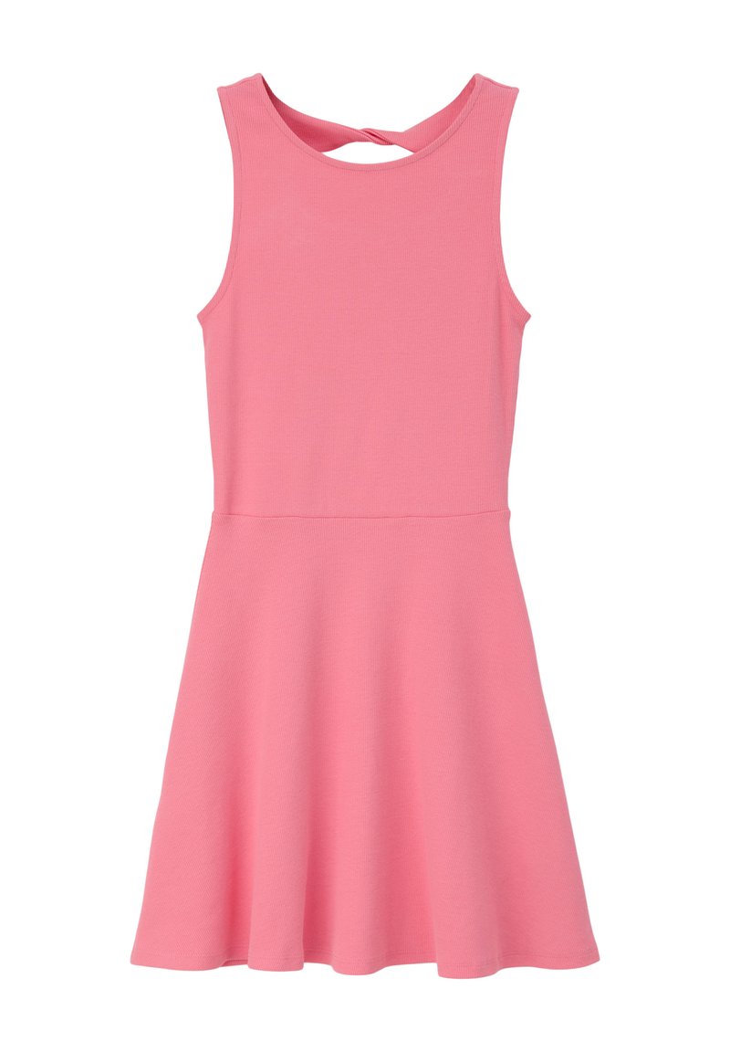strapless open back dress Black with Pink Bows Mini Dress