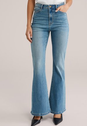 RIDGE - Šiek tiek platėjantys apačioje džinsai - dark blue