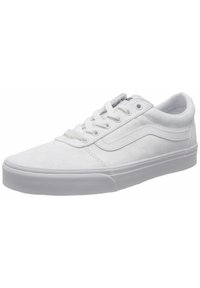 Zapatillas deportivas bajas blancas con un patrón texturizado en forma de cuadros. Incluye cierre con cordones, collar acolchado y suela de goma.
