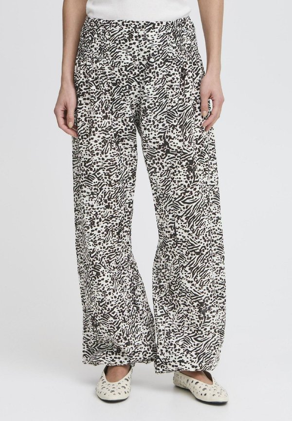 JILL WIDE - Trousers - small animal printed