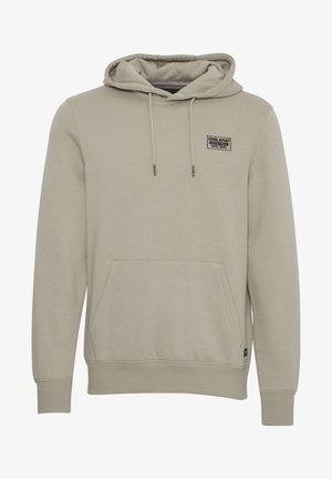 Felpa con cappuccio beige realizzata in morbido misto cotone. Presenta una tasca frontale, polsini elasticizzati e una piccola etichetta del logo sul petto.