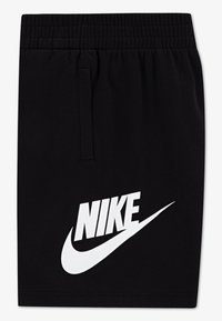 Μαύρο σορτς από βαμβακερό μείγμα ύφασμα, με ελαστική μέση, πλαϊνή τσέπη και μεγάλο λευκό λογότυπο Nike στο μπροστινό μέρος.