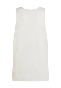 Losse, mouwloze tanktop in lichtbeige. Zacht, gestructureerd materiaal met een ronde halslijn en een rechte zoom. Geen patronen of versieringen.