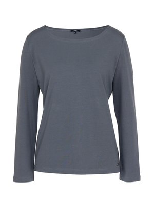 Langarm shirt in een middengrijze kleur, gemaakt van zachte katoen. Voorzien van een ronde halslijn en een rechte zoom, met minimale stikdetails.