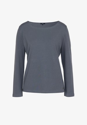Langarm shirt in een middengrijze kleur, gemaakt van zachte katoen. Voorzien van een ronde halslijn en een rechte zoom, met minimale stikdetails.