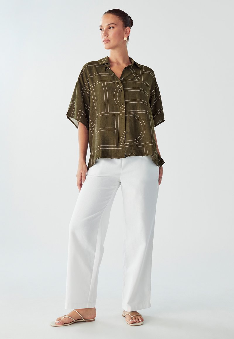 WILLA DIANA Camicia olive geo/verde scuro