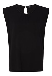 Top senza maniche di colore nero, con scollatura rotonda e una piccola apertura a chiave sulla schiena. Realizzato in tessuto liscio con una vestibilità comoda.