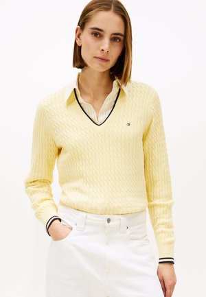 CABLE - Maglione - zesty yellow/navy tipping