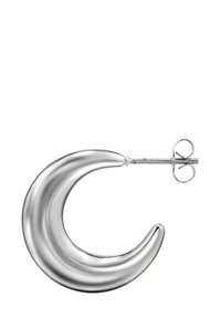 Orecchino a forma di mezza luna in argento con finitura lucida, dotato di perno e chiusura a farfalla per un indossamento sicuro.
