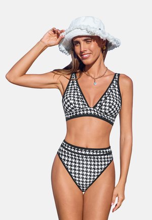 Cupshe CHIC HOUNDSTOOTH PRINT SET - Bikini - black