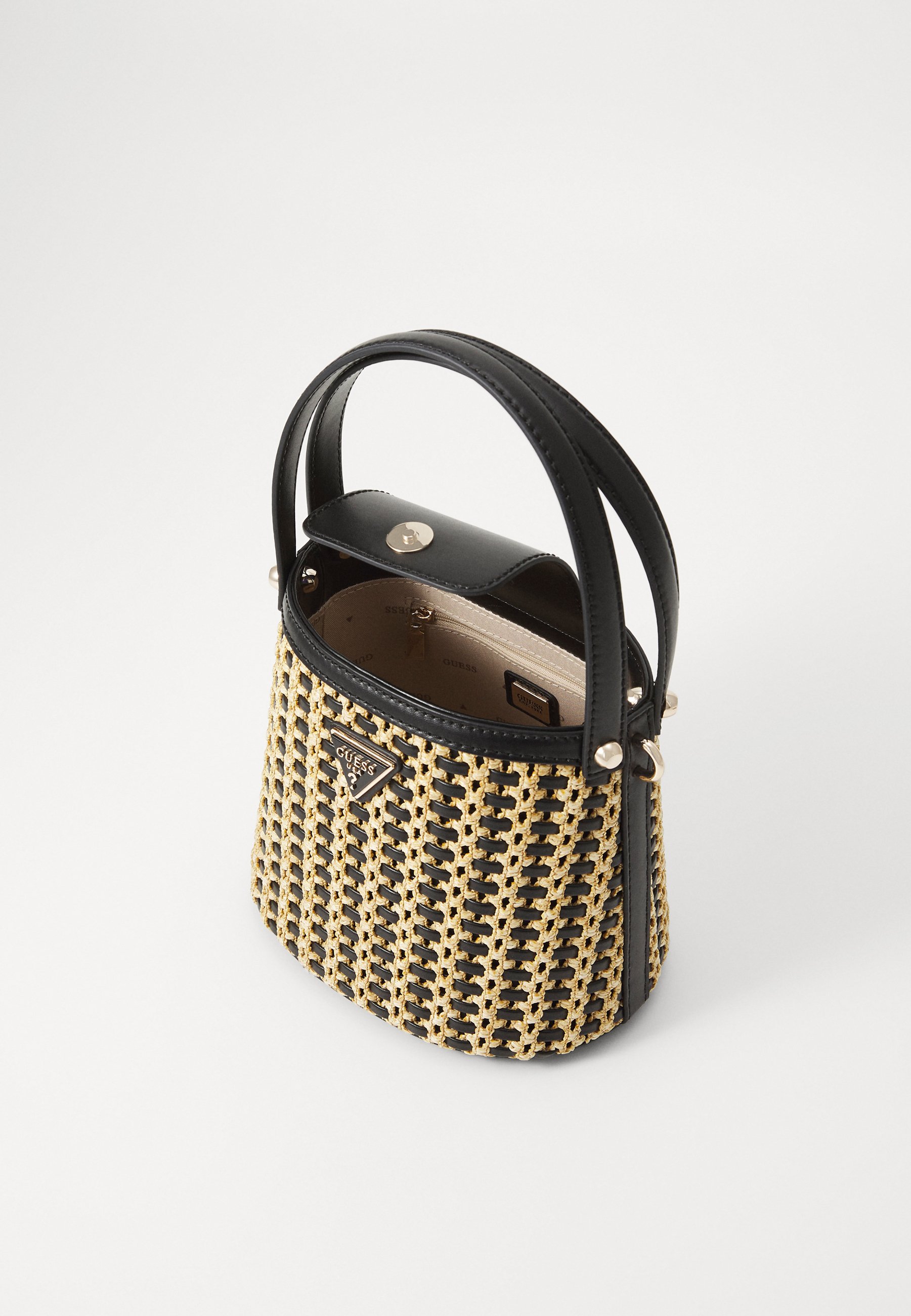 Guess ATALIA CROSSBODY BUCKET - Handbag - natural/black/beige