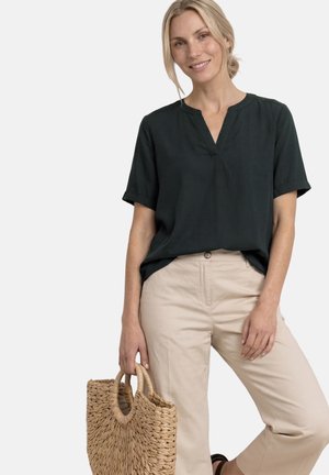 Street One, BLUSENSHIRT IN UNIFARBE MIT SPLIT NECK - Blůza - deep bound green