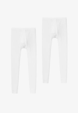 Witte katoenen leggings met een aangesloten ontwerp, voorzien van een naadloze voorkant en geribbelde textuur. Verkrijgbaar in twee lengtes.