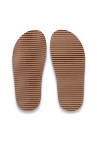 Semelles intérieures en caoutchouc marron avec un motif texturé en relief ; conçues pour offrir amorti et soutien aux chaussures.