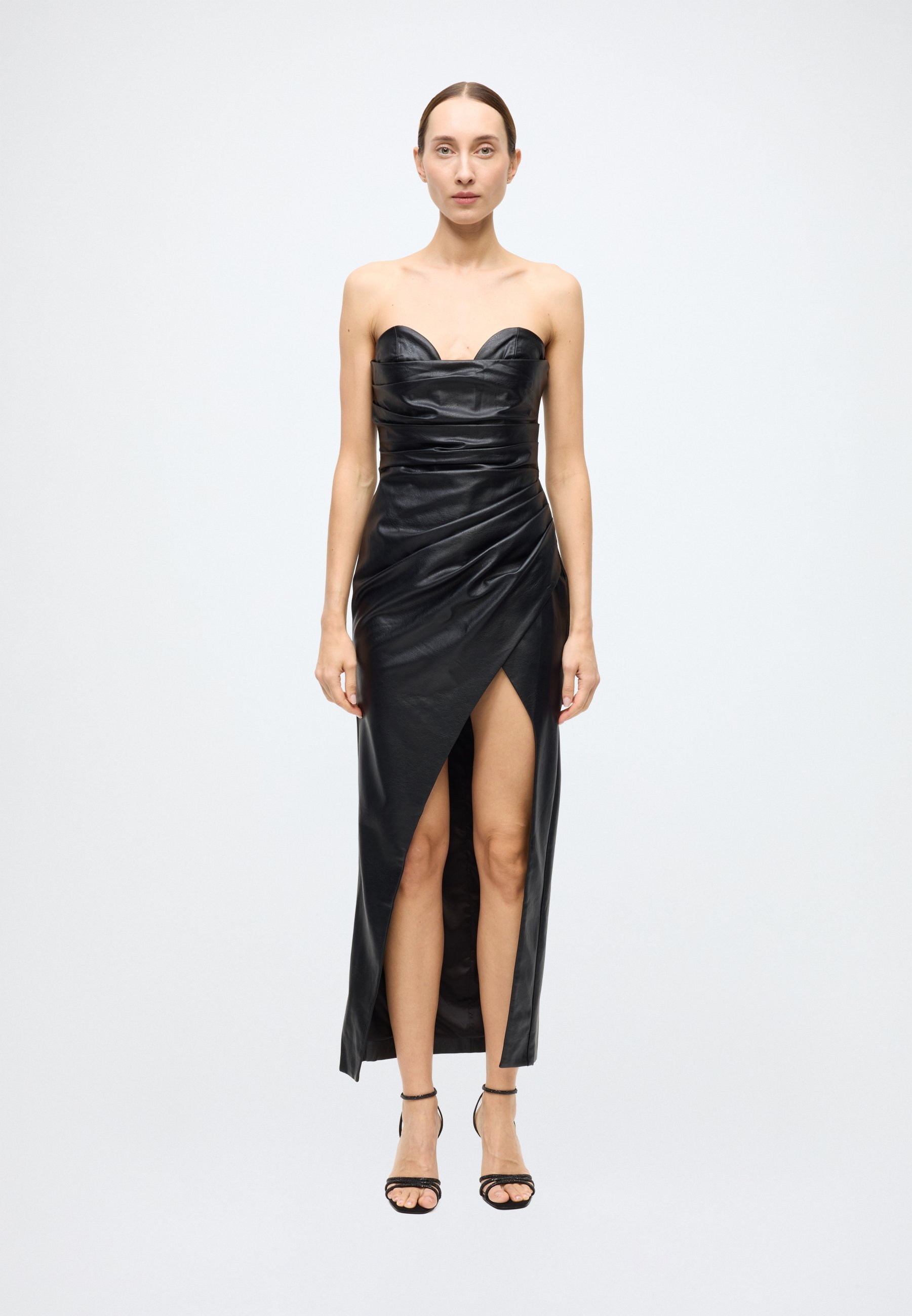 knee length dresses for ladies Cutout Faux Leather Tube Maxi Dress Black / Medium main image 0
