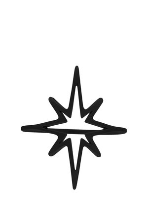 Black metal ring shaped like a starburst with eight elongated points, shown on a white background.