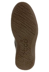 Suela de zapato de goma marrón con un patrón de textura. Presenta la talla 37 y la marca. Fabricado en látex sintético para mayor durabilidad.