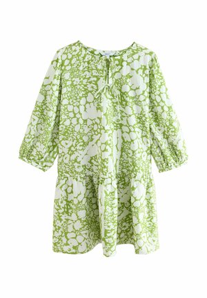 TALL FIT - TIE FRONT TIERED MINI - Rochie de zi - green white spot
