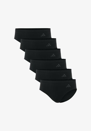 Schwarze Slips aus elastischem Stoff im 6er-Pack, mit einem glatten Bund und dezentem Markenlogo an der Seite. Klassisches Design und figurbetonte Passform.